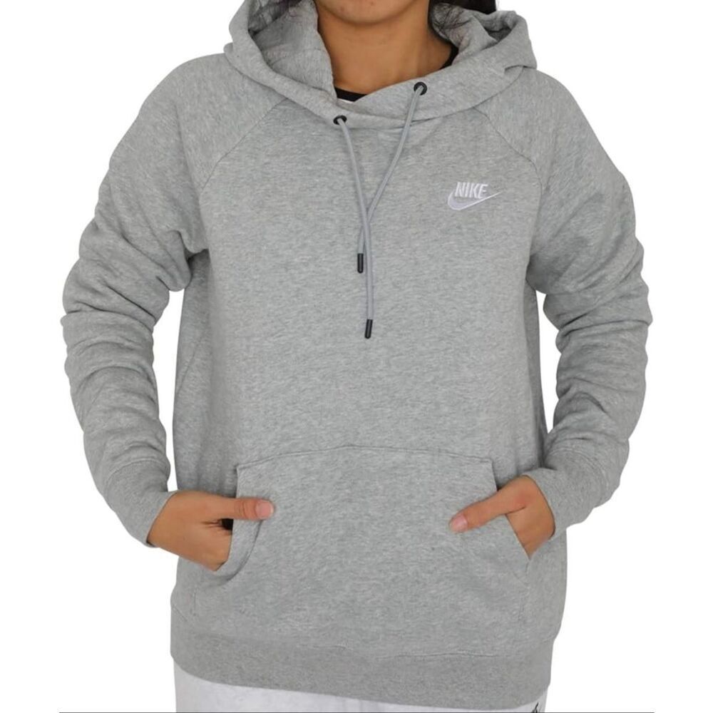 Nike Sportswear Essential Hoodie Sweatshirt Pullover Gray Women’s XL Terry Cloth